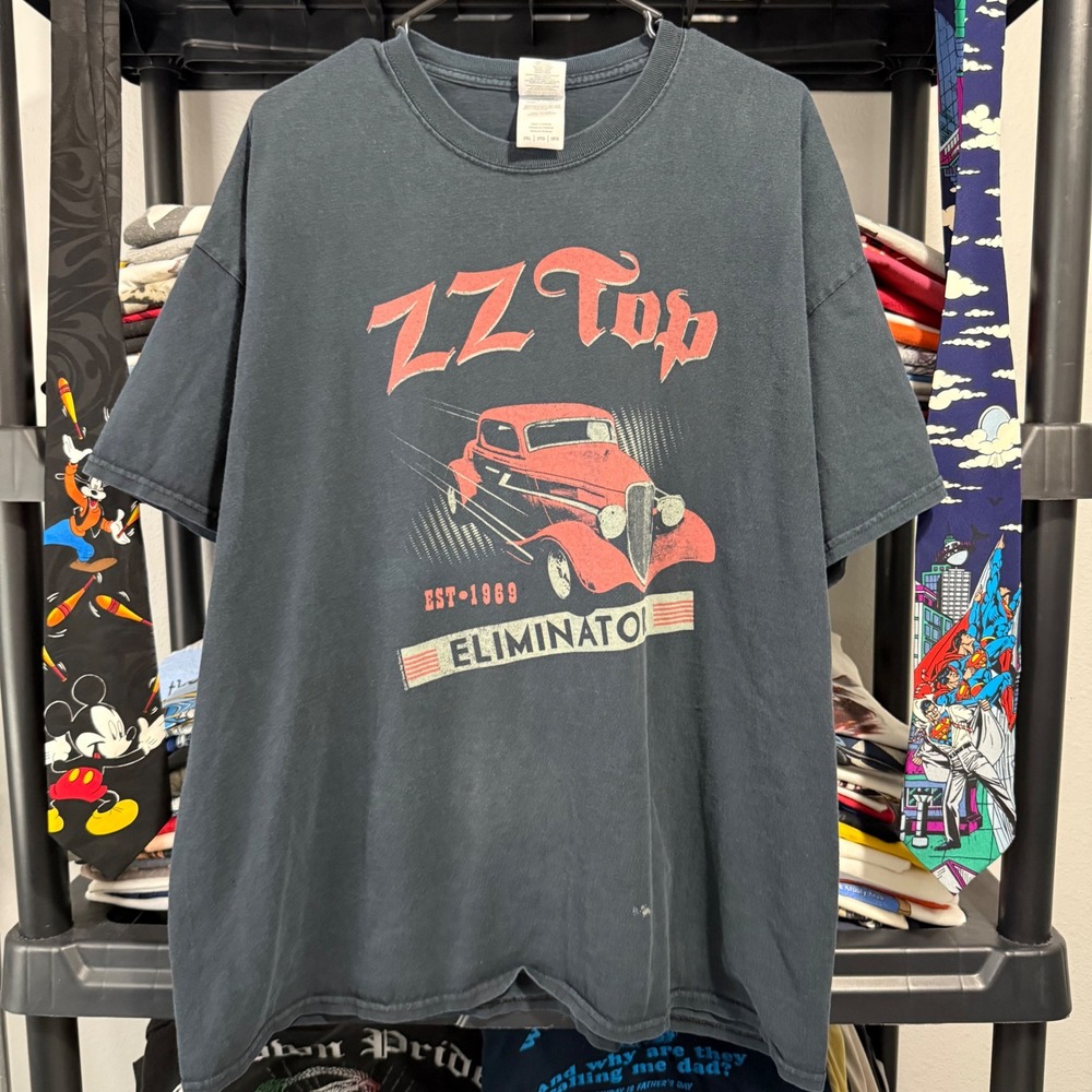 Modern Black ZZ Top Eliminator 2017 Tour Graphic Tee 2XL Light Marks